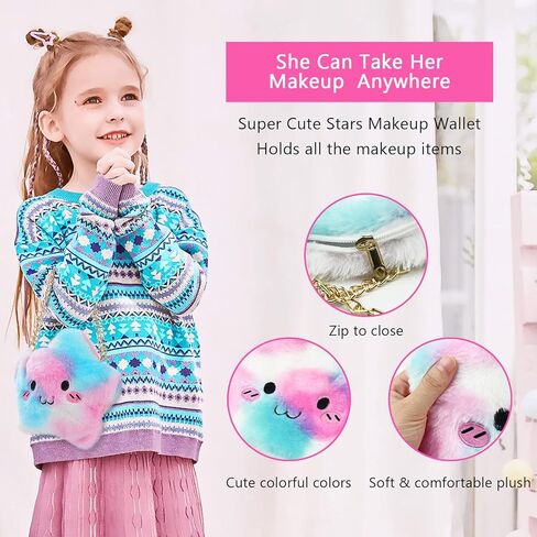 مجموعة مكياج للأطفال للفتيات - 20 قطعة مجموعة مكياج حقيقية للفتيات غير سامة قابلة للغسل للأطفال مع محفظة مستحضرات تجميل للأميرة اللطيفة، ألعاب مكياج لهدايا الفتيات بعمر 4 5 6 7 8 9 سنوات in Kuwait