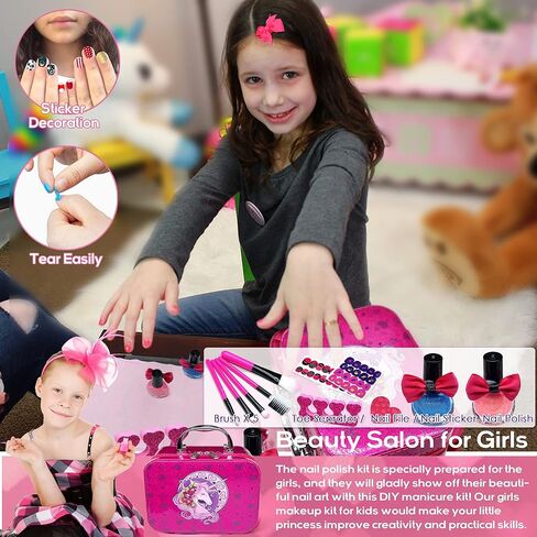 Kids Makeup Kit for Girl - 39 PCS Safe and Easy to Wash Makeup Toy for Girls, Real Make Up for Kids Girls, Little Girls Makeup and Dress Up Jewelry Set, Birthday for Girls Aged 4-12 in Kuwait