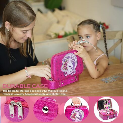 Kids Makeup Kit for Girl - 39 PCS Safe and Easy to Wash Makeup Toy for Girls, Real Make Up for Kids Girls, Little Girls Makeup and Dress Up Jewelry Set, Birthday for Girls Aged 4-12 in Kuwait