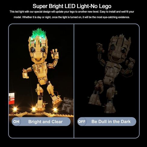 مجموعة إضاءة LED من BrickBling لمجموعة بناء Lego I am Groot 76217، إضاءة إبداعية متوافقة مع Lego Groot - الإصدار الكلاسيكي، لا يوجد نموذج متضمن in Kuwait