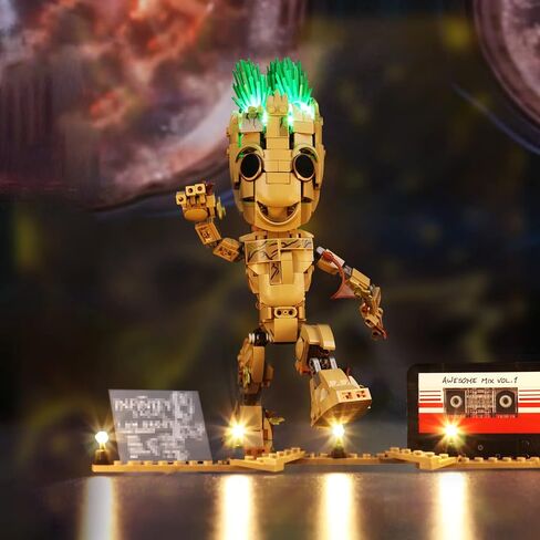 مجموعة إضاءة LED من BrickBling لمجموعة بناء Lego I am Groot 76217، إضاءة إبداعية متوافقة مع Lego Groot - الإصدار الكلاسيكي، لا يوجد نموذج متضمن in Kuwait