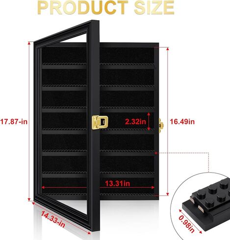 حافظة عرض مجسمات صغيرة من مليكيرو - صندوق عرض مجسمات مصغرة - خزانة عرض تذكارية تثبت على الحائط مع حماية من الاشعة فوق البنفسجية ومضادة للبهتان شفافة بنسبة 92% للاشياء الصغيرة قابلة للقفل مقاس L، اسود in Kuwait