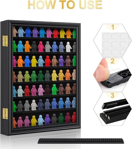 حافظة عرض مجسمات صغيرة من مليكيرو - صندوق عرض مجسمات مصغرة - خزانة عرض تذكارية تثبت على الحائط مع حماية من الاشعة فوق البنفسجية ومضادة للبهتان شفافة بنسبة 92% للاشياء الصغيرة قابلة للقفل مقاس L، اسود in Kuwait