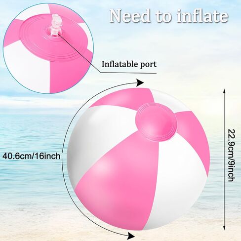 Whaline 16 قطعة 16 ''كرة شاطئ قابلة للنفخ بركة مستديرة كرات PVC لعبة اللعب لصيف هاواي الاستوائية موضوع ديكور حفلات الشاطئ in Kuwait