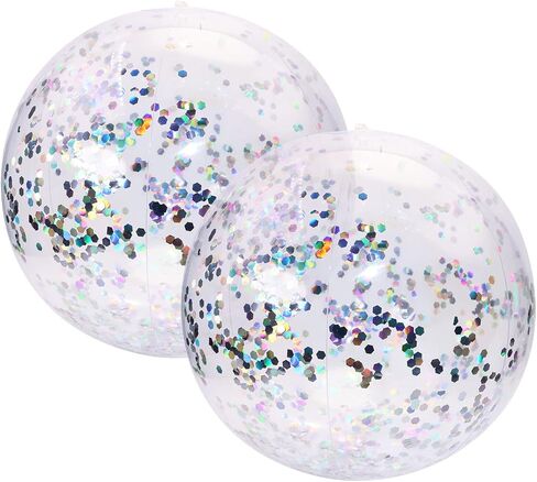 PENTA ANGEL Glitter Beach Ball 2PCS Inflatable Floatable Confetti Swimming Pool Party Ball Clear Sand Sport Ball for Outdoor Summer Beach Pool Water Play Party Favor for Adult Boys Girls in Kuwait