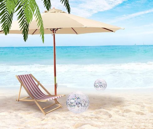 PENTA ANGEL Glitter Beach Ball 2PCS Inflatable Floatable Confetti Swimming Pool Party Ball Clear Sand Sport Ball for Outdoor Summer Beach Pool Water Play Party Favor for Adult Boys Girls in Kuwait