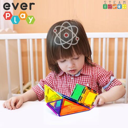 بلاط مغناطيسي Everplay 66 قطعة مع مجموعة سيارات متعددة الألوان، ألعاب مكعبات البناء، لعبة مغناطيس تعليمية تعليمية STEM لمرحلة ما قبل المدرسة مونتيسوري للأولاد والبنات مجموعة ألعاب ذكية هدايا لعمر 3 سنوات فما فوق للأطفال الصغار in Kuwait