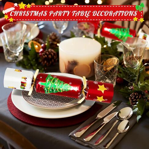 10 قطع من هدايا حفلات الكريسماس مقاس 10 انش بدون كبس مع جوائز هدايا نكتة للبالغين والاطفال لوازم الحفلات وديكورات العشاء والعاب العطلات الانجليزية البريطانية بنمط شجرة الكريسماس in Kuwait