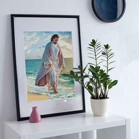 بي اوديو مجموعة الرسم الماسي من سلسلة الإيمان الديني للبالغين - يسوع المسيح - مثقاب كامل دائري 5 دي فني ماسي لتزيين حائط المنزل (11.8 × 15.7 انش) in Kuwait