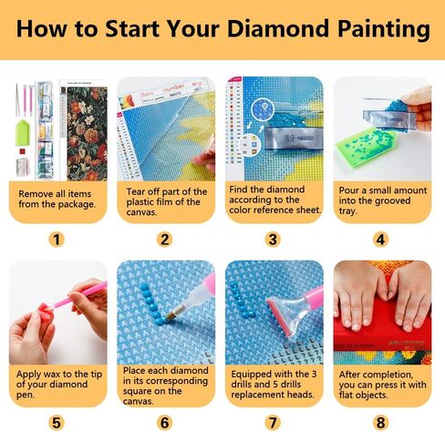 TISHIRON 5D Diamond Art Painting Kits for Adults Vintage Flowers Diamond Full Drill Floral DIY Diamond Art for Adults Beginners Kids Picture Art Crystal Painting for Home Wall Decor 12"x16" in Saudi Arabia