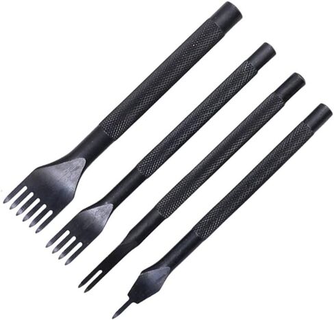 أداة ثقب إزميل خياطة ماسية 5 مم 1/2/4/6 من MAFELOE، ثقب جلدي، مجموعة إزميل جلدية، فولاذ عالي الكربون للحرف الجلدية DIY-3MM 4 قطع in Kuwait