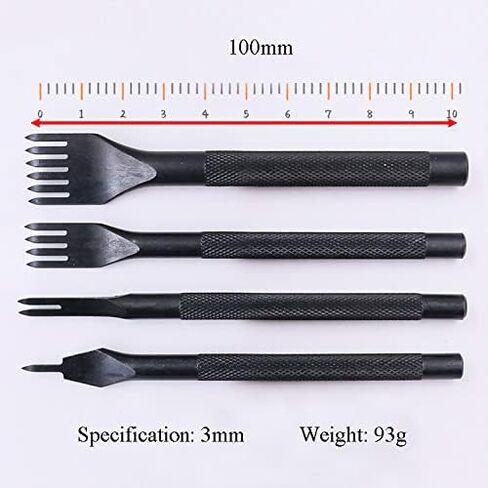 أداة ثقب إزميل خياطة ماسية 5 مم 1/2/4/6 من MAFELOE، ثقب جلدي، مجموعة إزميل جلدية، فولاذ عالي الكربون للحرف الجلدية DIY-3MM 4 قطع in Kuwait