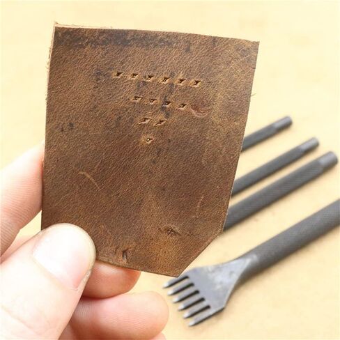 أداة ثقب إزميل خياطة ماسية 5 مم 1/2/4/6 من MAFELOE، ثقب جلدي، مجموعة إزميل جلدية، فولاذ عالي الكربون للحرف الجلدية DIY-3MM 4 قطع in Kuwait