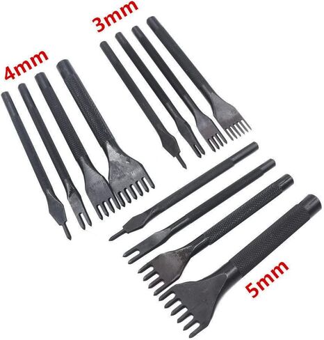 أداة ثقب إزميل خياطة ماسية 5 مم 1/2/4/6 من MAFELOE، ثقب جلدي، مجموعة إزميل جلدية، فولاذ عالي الكربون للحرف الجلدية DIY-3MM 4 قطع in Kuwait