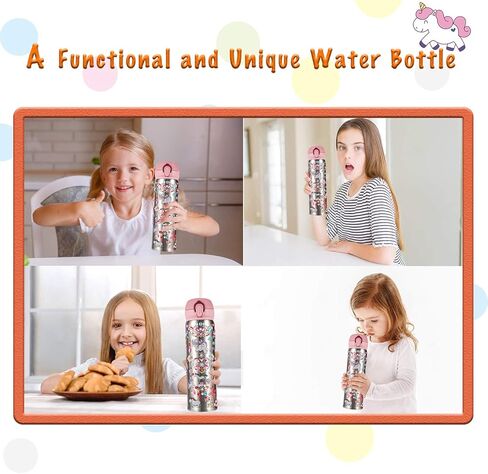 YOFUN Decorate Your Own Water Bottle with 11 Sheets of Unicorn Stickers & Glitter Gems, Craft Kit & Art Kit for Children, Gift for Girls Age 4 5 6 7 8 9 10 Years Old Kids, BPA Free Insulated (Pink) in Kuwait