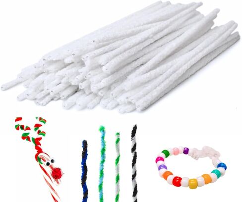 Mantello Pipe Cleaners, 176 Pack Pipe Cleaner Bulk, White Pipe Cleaners Bulk, Chenille Stems Pipe-Cleaners, Craft Supplies in Kuwait