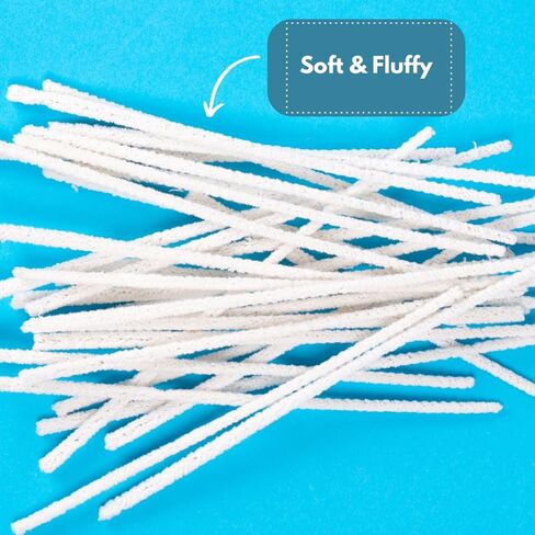 Mantello Pipe Cleaners, 176 Pack Pipe Cleaner Bulk, White Pipe Cleaners Bulk, Chenille Stems Pipe-Cleaners, Craft Supplies in Kuwait