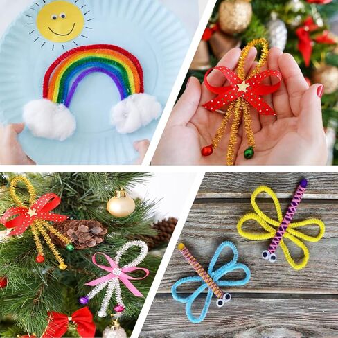 منظفات انابيب كثيفة من 670 قطعة، منظفات انابيب بليدز لا تتساقط، منظفات انابيب لامعة مقاس 12 انش للفنون والحرف اليدوية واللوازم الفنية (400 منظف انابيب متعدد الالوان و270 عين جوغلي) in Kuwait