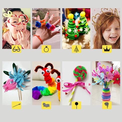 منظفات انابيب كثيفة من 670 قطعة، منظفات انابيب بليدز لا تتساقط، منظفات انابيب لامعة مقاس 12 انش للفنون والحرف اليدوية واللوازم الفنية (400 منظف انابيب متعدد الالوان و270 عين جوغلي) in Kuwait