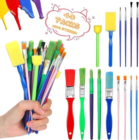 Lincia 150pcs Paint Brush Set Bulk for Acrylic and Washable Paints in Kuwait