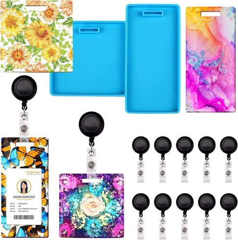 حامل بطاقات الهوية، قالب مصبوب إيبوكسي لحامل شارة الهوية، مع 10 قطع معرف شارة كليب in Kuwait