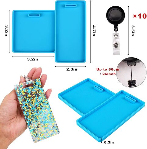 حامل بطاقات الهوية، قالب مصبوب إيبوكسي لحامل شارة الهوية، مع 10 قطع معرف شارة كليب in Kuwait