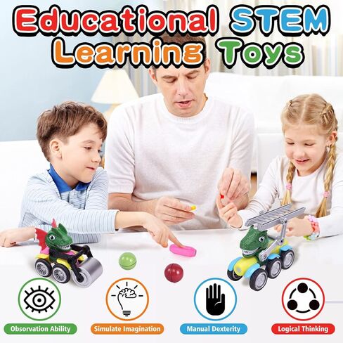 مجموعة سيارات لعبة الديناصورات المغناطيسية من ALLROAD، سيارات دينو مغناطيسية للبناء، سيارات لعبة مغناطيسية، شاحنات الديناصورات الملونة، لعبة مونتيسوري الجذعية لتطوير المهارات، ألعاب الديناصورات هدية للأولاد والبنات in Kuwait