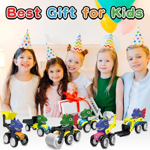 مجموعة سيارات لعبة الديناصورات المغناطيسية من ALLROAD، سيارات دينو مغناطيسية للبناء، سيارات لعبة مغناطيسية، شاحنات الديناصورات الملونة، لعبة مونتيسوري الجذعية لتطوير المهارات، ألعاب الديناصورات هدية للأولاد والبنات in Kuwait