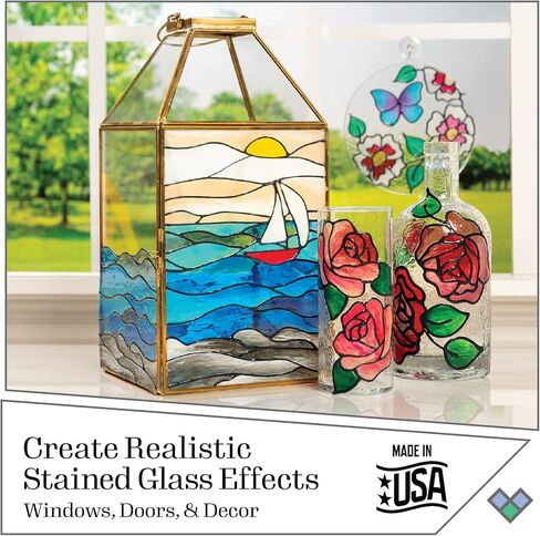 Gallery Glass Window Acrylic Craft Paint Set Formulated to be Non-Toxic, Perfect for Beginners and Artists, Eighteen Bottles, 2 Ounce, Assorted Colors 1 in Kuwait