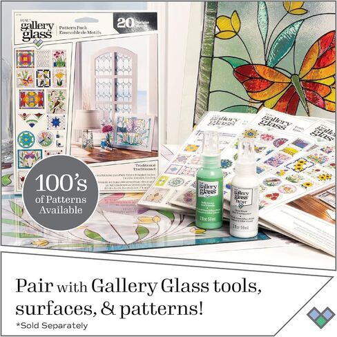 Gallery Glass Window Acrylic Craft Paint Set Formulated to be Non-Toxic, Perfect for Beginners and Artists, Eighteen Bottles, 2 Ounce, Assorted Colors 1 in Kuwait