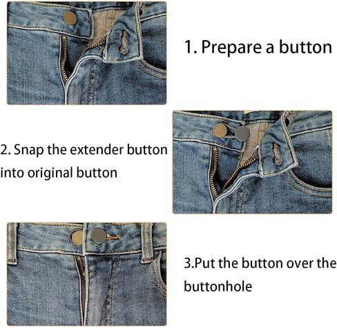 12 Pcs Button Extenders for Jeans, Waist Extender for Jeans, Button Extender, Pants Button Extenders for Men, Button Extender for Pants, Jeans Button Extender (Black, Khaki, Blue) in Kuwait