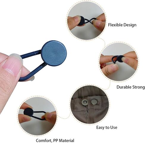 12 Pcs Button Extenders for Jeans, Waist Extender for Jeans, Button Extender, Pants Button Extenders for Men, Button Extender for Pants, Jeans Button Extender (Black, Khaki, Blue) in Kuwait