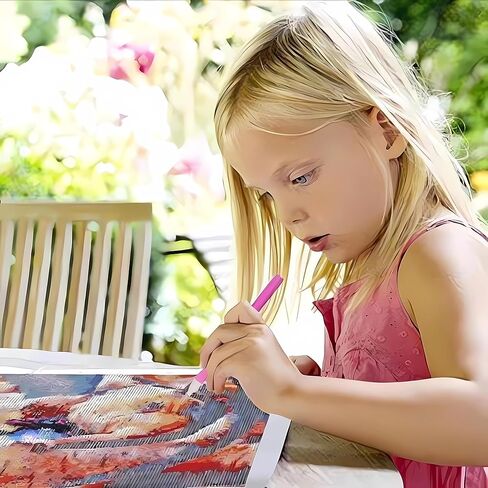 مجموعات طلاء الماس المرجاني 5D للبالغين، رسوم متحركة كرتونية دائرية كاملة الحفر الكريستالي وحجر الراين والتطريز عبر الغرز الفنية القماشية لديكور الحائط المنزلي، 12 بوصة × 16 بوصة in Kuwait