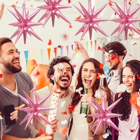6 قطع من بالونات فويل النجمة الذهبية قطعة واحدة بالونات نجمة 14 مدببة 4D بالونات مايلر مخروطية الشكل مقاس 22 بوصة لعيد الميلاد وأعياد الميلاد وحفلات الزفاف والذكرى السنوية (ذهبي) in Kuwait