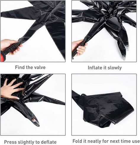 6 Pcs Black Star Foil Balloons One-Piece 14-Pointed Star Balloons 4D Starburst Cone Mylar Balloons 22inch Christmas Birthday Wedding Wedding Anniversary Party Supplies(Black) in Kuwait