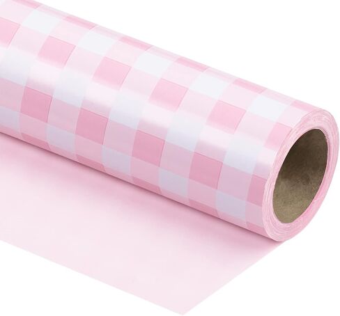 ورق تغليف قابل للعكس من WRAPAHOLIC - لفة صغيرة - 17 بوصة × 33 قدم - تصميم منقوش باللونين الأزرق والأبيض لأعياد الميلاد والعطلات والزفاف وحفلات استقبال المولود الجديد in Kuwait