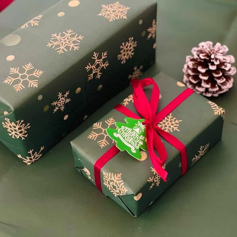 ZY-HUAN ورق تغليف عيد الميلاد 70 × 50، 5 قطع من أوراق ورق عيد الميلاد الخضراء مع شريط، علامات هدايا عيد الميلاد، ورق تغليف عيد الميلاد لصندوق عيد الميلاد، مواد التعبئة والتغليف، ورق الهدايا in Kuwait