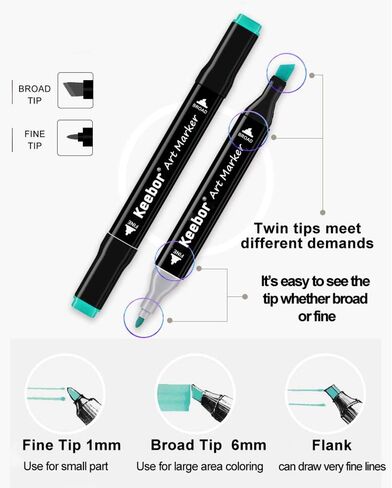 كيبور قلم تحديد فني متطور 80+1 لون بطرف مزدوج قائم على الكحول، بالإضافة إلى قلم مزج واحد مع عبوة سميكة in Kuwait