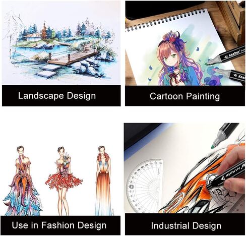 كيبور قلم تحديد فني متطور 80+1 لون بطرف مزدوج قائم على الكحول، بالإضافة إلى قلم مزج واحد مع عبوة سميكة in Kuwait