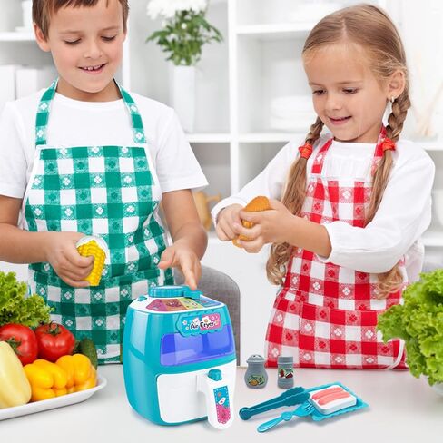 لعبة مقلاة هوائية، مجموعة إكسسوارات مطبخ للعب للأطفال الصغار - مجموعة ألعاب مطبخ للأطفال مع موسيقى وأطعمة متغيرة الألوان، ألعاب مطبخ للأطفال بعمر 2 3 4 5+ لعب تظاهري، هدية رائعة للأولاد والبنات in Kuwait
