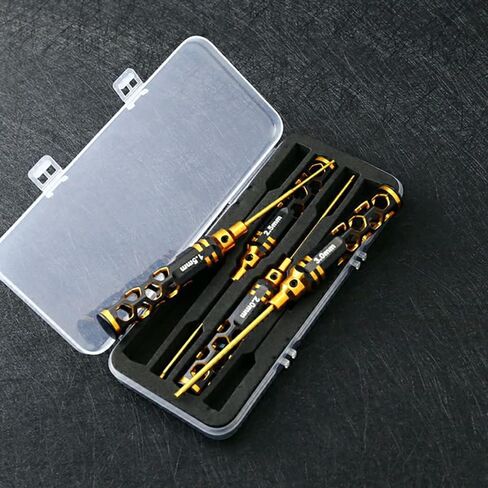 مجموعة أدوات الطائرة بدون طيار - 【إصدار جديد】مجموعة مفكات سداسية RC مكونة من 4 قطع - مقبض مجوف من التيتانيوم الذهبي الأسود 1.5 مم مفتاح ألين 2 مم 2.5 مم 3 مم لطائرة هليكوبتر Traxxas RC Car Truck FPV in Kuwait