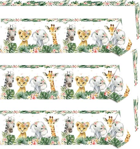 3ct Safari Plastic Tablecloth Pink Jungle Birthday Baby Shower Banner Wild One Welcome Baby Safari Animal for Girl Garland Party Supplies Decorations 4.2ft x 8.8ft in Saudi Arabia