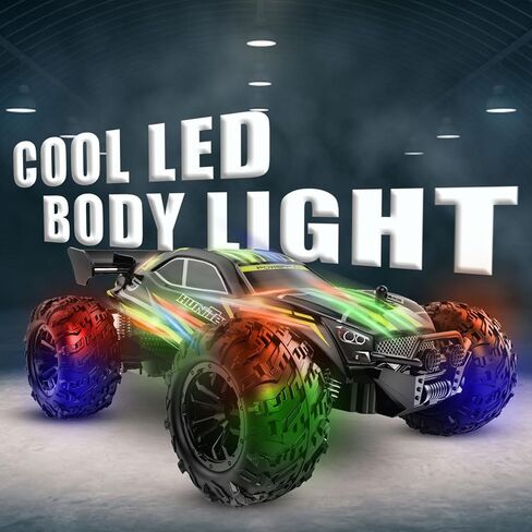 unanscre Remote Control Car, 1:16 RC Truck, 2.4GHZ All Terrain Off-Road Monster Truck with LED Shell, Xmas Gifts for Kids Boys Girls Age 6+ in Kuwait