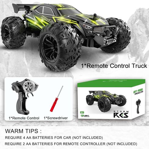 unanscre Remote Control Car, 1:16 RC Truck, 2.4GHZ All Terrain Off-Road Monster Truck with LED Shell, Xmas Gifts for Kids Boys Girls Age 6+ in Kuwait