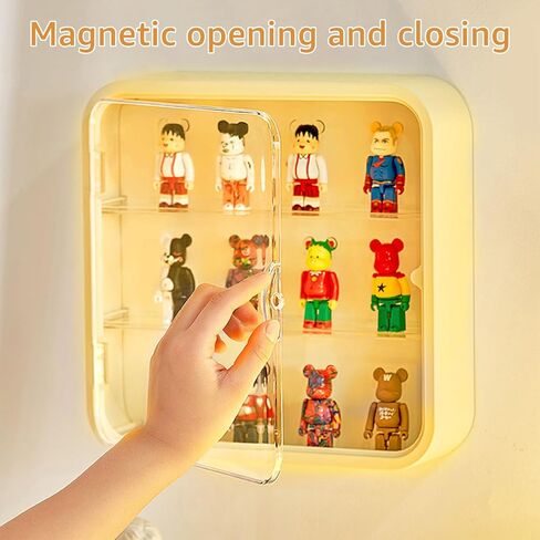 صندوق تخزين الدمى المثبت على الحائط من CertBuy، حافظة عرض شفافة للأشكال، حافظة تخزين شخصية مقاومة للغبار بثلاث طبقات مع باب مغناطيسي، منظم دمية بلاستيكي مثبت على الحائط أو سطح المكتب، 12 بوصة in Kuwait