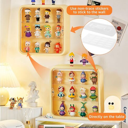 صندوق تخزين الدمى المثبت على الحائط من CertBuy، حافظة عرض شفافة للأشكال، حافظة تخزين شخصية مقاومة للغبار بثلاث طبقات مع باب مغناطيسي، منظم دمية بلاستيكي مثبت على الحائط أو سطح المكتب، 12 بوصة in Kuwait