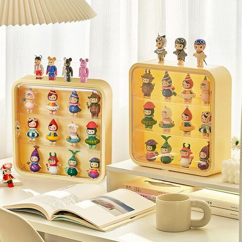 صندوق تخزين الدمى المثبت على الحائط من CertBuy، حافظة عرض شفافة للأشكال، حافظة تخزين شخصية مقاومة للغبار بثلاث طبقات مع باب مغناطيسي، منظم دمية بلاستيكي مثبت على الحائط أو سطح المكتب، 12 بوصة in Kuwait