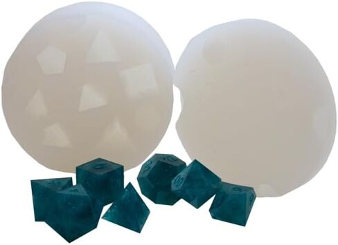 Premium Silicone 7 Piece Dice Mold - Make Your own dice for D&D and Other TTRPGs - Full Polish - Cap Style Mold in Saudi Arabia