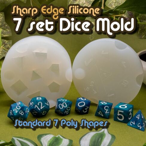 Premium Silicone 7 Piece Dice Mold - Make Your own dice for D&D and Other TTRPGs - Full Polish - Cap Style Mold in Saudi Arabia