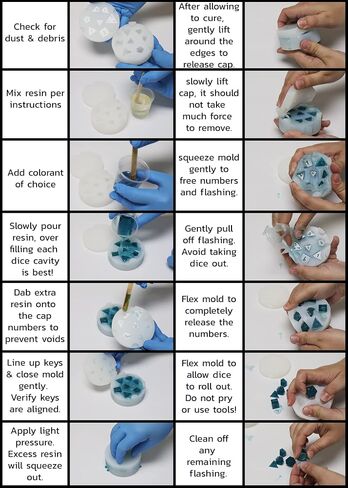 Premium Silicone 7 Piece Dice Mold - Make Your own dice for D&D and Other TTRPGs - Full Polish - Cap Style Mold in Saudi Arabia
